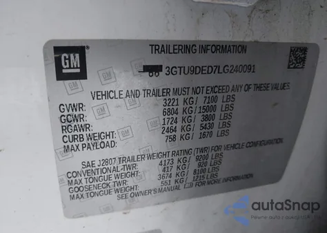 2020 GMC Sierra 1500 4Wd Short Box Slt from USA, damaged, VIN 3GTU9DED7LG240091
